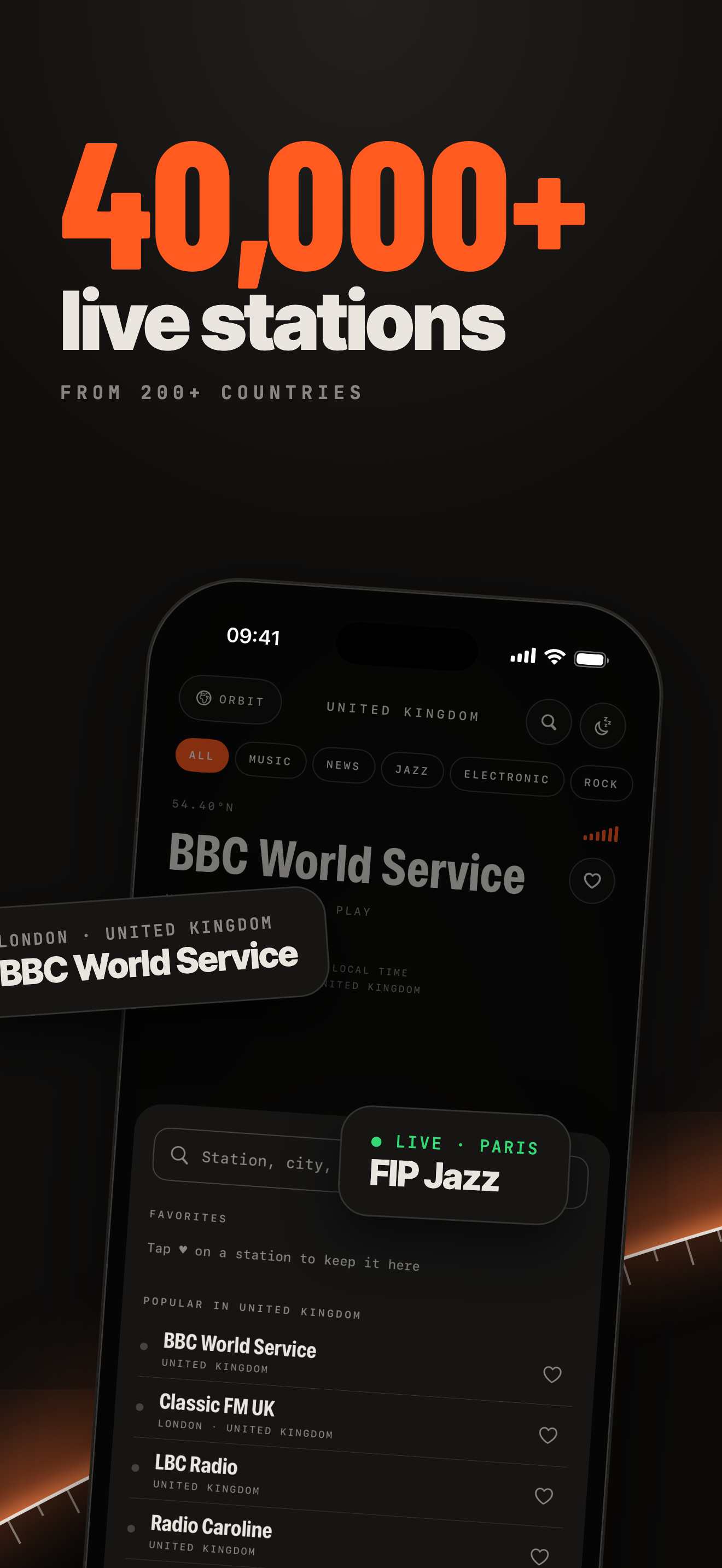 A night globe of live radio